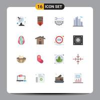 16 Universal Flat Colors Set for Web and Mobile Applications holiday egg wrench wheel skyscraper building Editable Pack of Creative Vector Design Elements