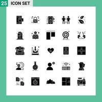 Pictogram Set of 25 Simple Solid Glyphs of shared mind padlock knowledge user Editable Vector Design Elements