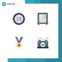 Pack of 4 creative Flat Icons of button battery award rank energy Editable Vector Design Elements