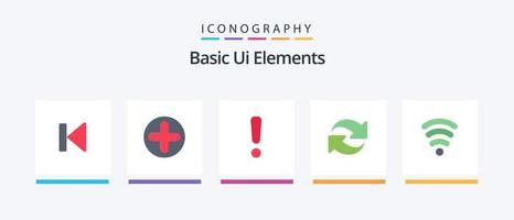 Basic Ui Elements Flat 5 Icon Pack Including wifi. rotate. medical. reload. sign. Creative Icons Design vector