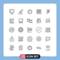 25 Universal Line Signs Symbols of documents data clock archive watch Editable Vector Design Elements