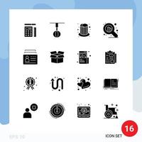 16 Universal Solid Glyphs Set for Web and Mobile Applications card web whisk stock cap Editable Vector Design Elements