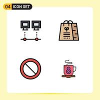 Stock Vector Icon Pack of 4 Line Signs and Symbols for computers ban net gift set Editable Vector Design Elements