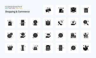 25 Shopping And Commerce Solid Glyph icon pack vector