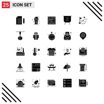 Group of 25 Modern Solid Glyphs Set for field remove design performance delete Editable Vector Design Elements