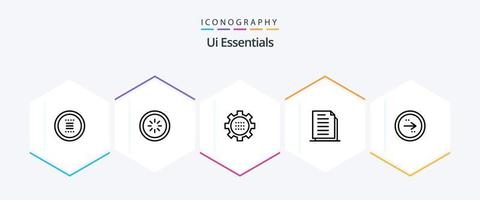 Ui Essentials 25 Line icon pack including documents. copy. interface. setting. gear vector