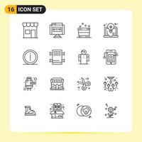 Outline Pack of 16 Universal Symbols of details design link computer spa Editable Vector Design Elements