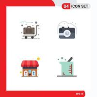 Set of 4 Commercial Flat Icons pack for luggage toilet case photo bigger Editable Vector Design Elements