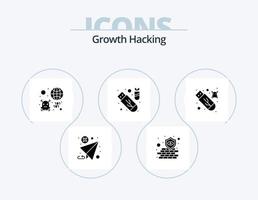 hackear glifo icono paquete 5 5 icono diseño. ddos. ataque. blindaje. USB. infección vector