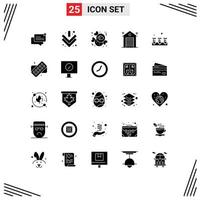 Pack of 25 Modern Solid Glyphs Signs and Symbols for Web Print Media such as equipment screw chocolate real estate Editable Vector Design Elements