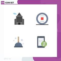 4 Universal Flat Icon Signs Symbols of administration improvement museum stop gdpr Editable Vector Design Elements