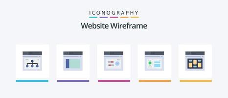 Website Wireframe Flat 5 Icon Pack Including . internet. website. database. web. Creative Icons Design vector