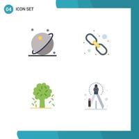 Universal Icon Symbols Group of 4 Modern Flat Icons of astronomy tree space link apple tree Editable Vector Design Elements