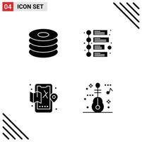 4 User Interface Solid Glyph Pack of modern Signs and Symbols of dish life meal timeline guitar Editable Vector Design Elements