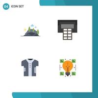 4 Flat Icon concept for Websites Mobile and Apps hill digital mountain sport fabric Editable Vector Design Elements