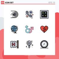 Set of 9 Modern UI Icons Symbols Signs for venus globe hours geography stove Editable Vector Design Elements