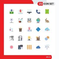 Group of 25 Flat Colors Signs and Symbols for online elearning computer support pc Editable Vector Design Elements