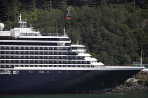 Juneau City Cable Car And A Cruise Ship photo