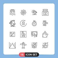 16 Universal Outlines Set for Web and Mobile Applications marketing nature speaker matches adventure Editable Vector Design Elements