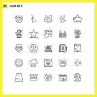 Line Pack of 25 Universal Symbols of bag festival sport diwali celebrate Editable Vector Design Elements