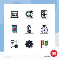 Stock Vector Icon Pack of 9 Line Signs and Symbols for pins baby document mobile application right Editable Vector Design Elements