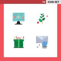 Pictogram Set of 4 Simple Flat Icons of computer gift graphics peace account Editable Vector Design Elements