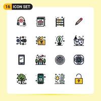 Stock Vector Icon Pack of 16 Line Signs and Symbols for file school counter study payment Editable Creative Vector Design Elements