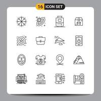 Set of 16 Modern UI Icons Symbols Signs for case product vacation favorite badge Editable Vector Design Elements