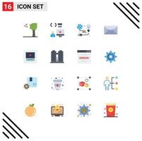 Pack of 16 Modern Flat Colors Signs and Symbols for Web Print Media such as layout education protection chat bulb Editable Pack of Creative Vector Design Elements