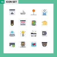 Pack of 16 Modern Flat Colors Signs and Symbols for Web Print Media such as control modern vehicles development pointer Editable Pack of Creative Vector Design Elements