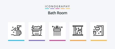 bañera habitación línea 5 5 icono paquete incluso baño. espejo. baño. gabinete. baño. creativo íconos diseño vector