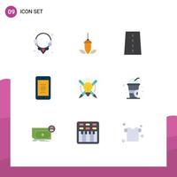 Universal Icon Symbols Group of 9 Modern Flat Colors of phone mail plummet mobile path Editable Vector Design Elements