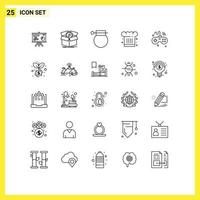 Modern Set of 25 Lines and symbols such as cook chef work cafe war Editable Vector Design Elements