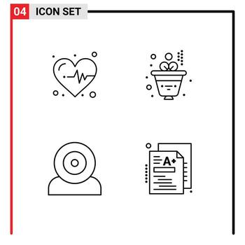 móvil interfaz línea conjunto de 4 4 pictogramas de médico hardware negocio ordenadores prueba editable vector diseño elementos