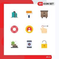 9 Universal Flat Color Signs Symbols of earth help roller interior drawer Editable Vector Design Elements