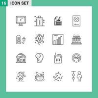 16 Creative Icons Modern Signs and Symbols of dj console garbage smoke construction Editable Vector Design Elements