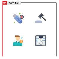 Modern Set of 4 Flat Icons Pictograph of drive fee usb hammer money Editable Vector Design Elements