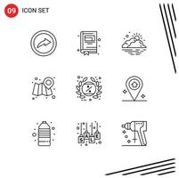 Editable Vector Line Pack of 9 Simple Outlines of label black friday fog tag location Editable Vector Design Elements