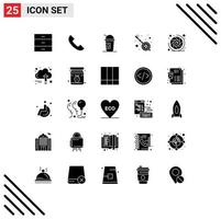 User Interface Pack of 25 Basic Solid Glyphs of camera lens party america veena india Editable Vector Design Elements