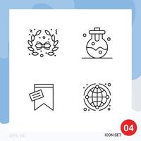 4 Creative Icons Modern Signs and Symbols of bow text chemical mark global Editable Vector Design Elements