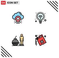 Set of 4 Modern UI Icons Symbols Signs for location debt map education problem Editable Vector Design Elements