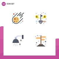 4 Flat Icon concept for Websites Mobile and Apps meteorite beauty space saving relaxation Editable Vector Design Elements