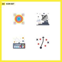 Editable Vector Line Pack of 4 Simple Flat Icons of marketing keyboard pertinent telecommunication connection Editable Vector Design Elements