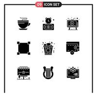 Stock Vector Icon Pack of 9 Line Signs and Symbols for food rectangle ad points screen Editable Vector Design Elements