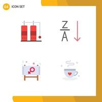 4 Universal Flat Icons Set for Web and Mobile Applications diving message alphabetical ad coffee Editable Vector Design Elements