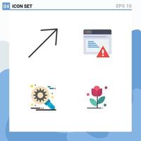 Set of 4 Commercial Flat Icons pack for arrow optimization seo alert flower Editable Vector Design Elements