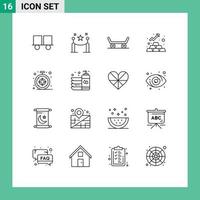 Mobile Interface Outline Set of 16 Pictograms of safari browser picket asset gold Editable Vector Design Elements