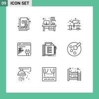 Editable Vector Line Pack of 9 Simple Outlines of task plan pollution list setting Editable Vector Design Elements