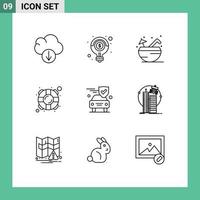 9 Thematic Vector Outlines and Editable Symbols of insurance safety beach saver help Editable Vector Design Elements