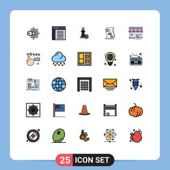 User Interface Pack of 25 Basic Filled line Flat Colors of paper data chess business audit Editable Vector Design Elements